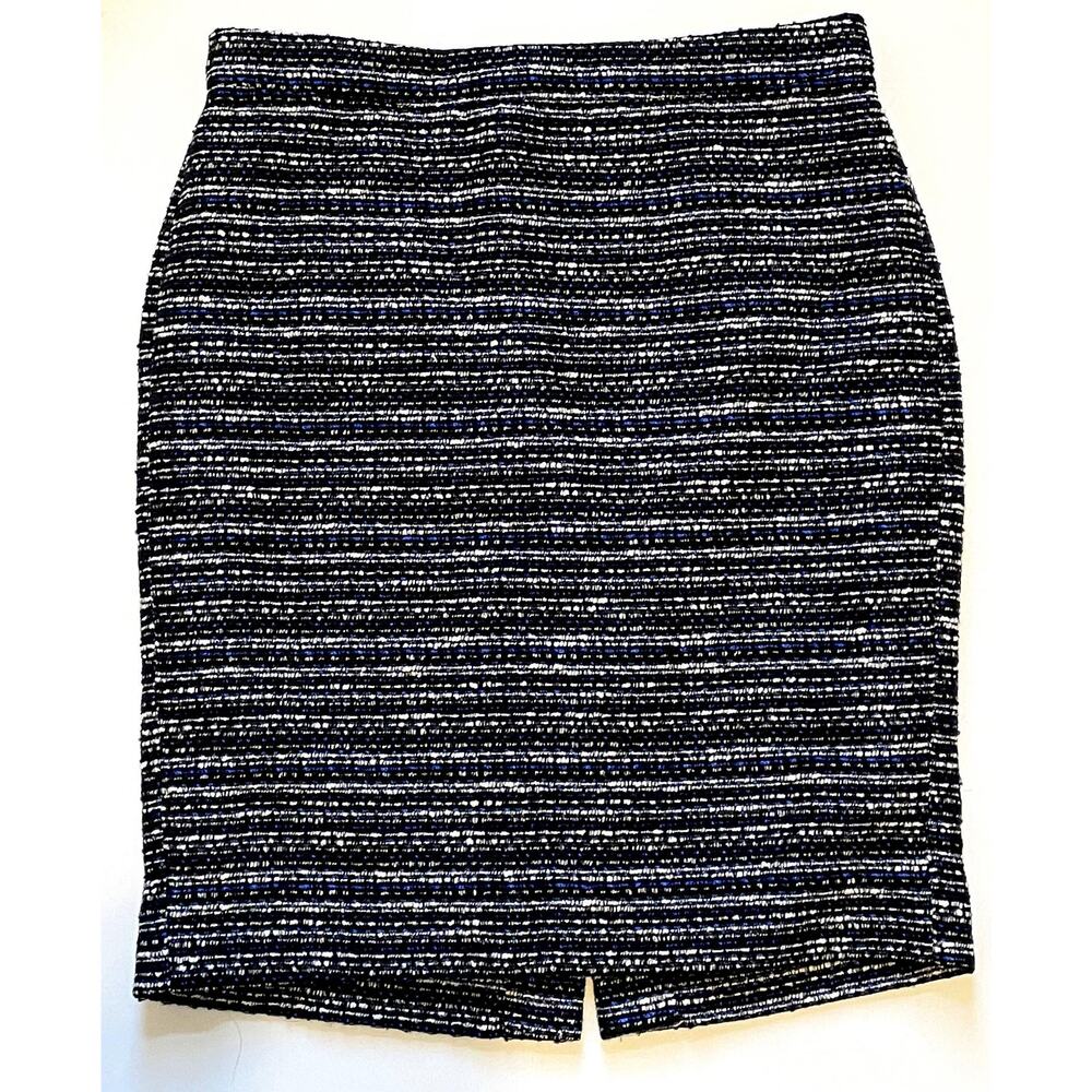 J. Crew Tweed Knee Length Pencil Skirt Blue Black Size 4